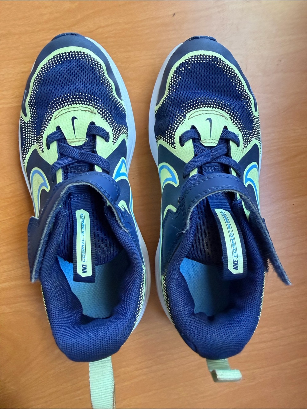Nike Kids Navy and Neon Lime Athletic Sneakers